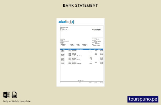 listo para imprimir plantilla de word   estado de cuenta de Askaribank de Pakist